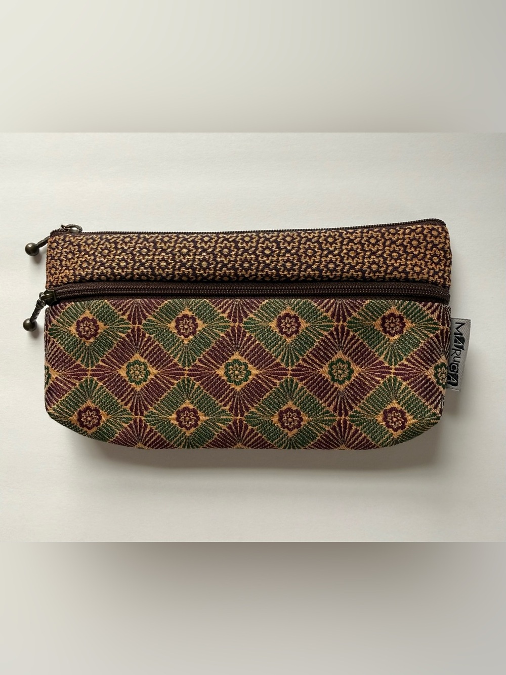 Maruca Double Zip Tapestry Pouch Cosmetic Bag Coin Purse Made in USA